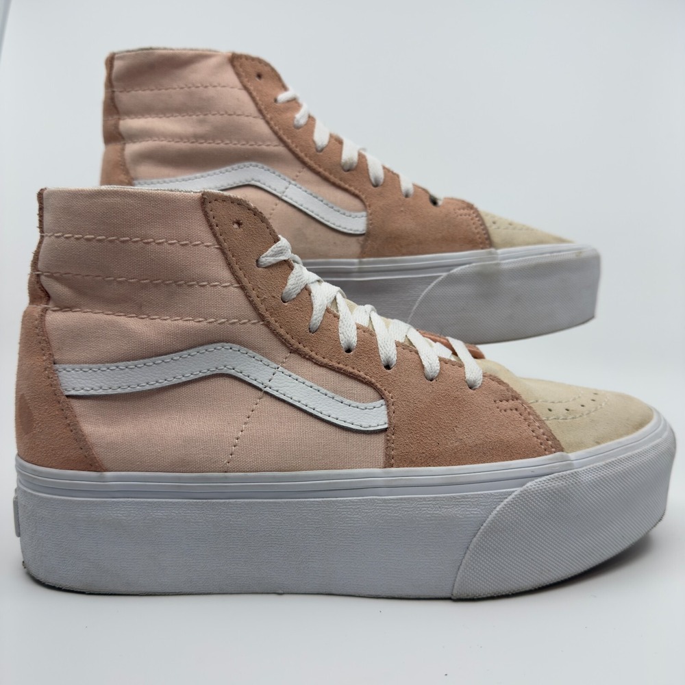 Vans High Top Platform Sneakers Pink Tan White